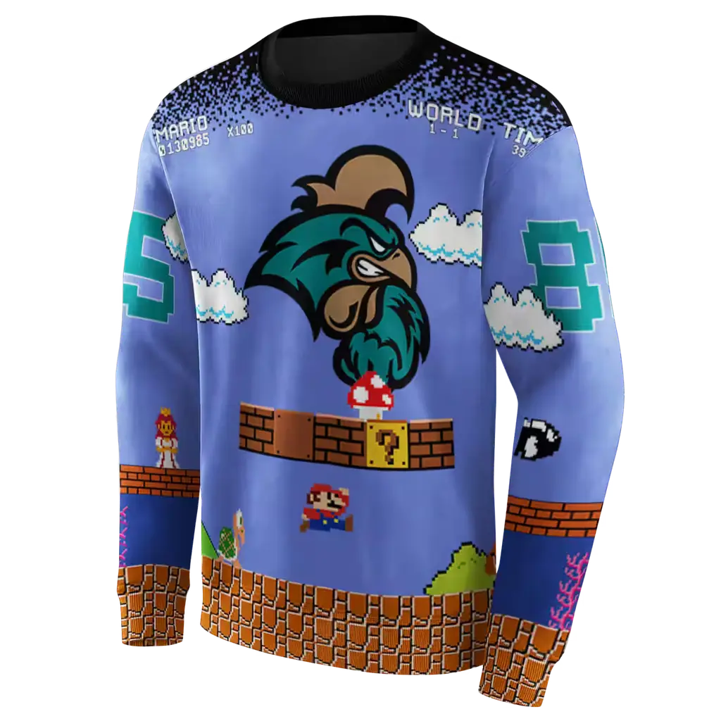 customized coastal carolina chanticleers mario blue black hoodie new arrival customized coastal carolina chanticleers mario blue black hoodie new arrival