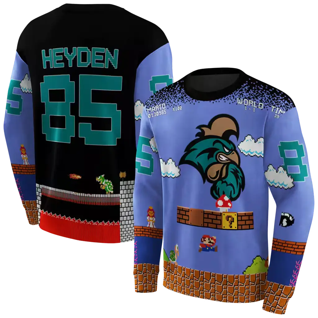 customized coastal carolina chanticleers mario blue black hoodie premium grade customized coastal carolina chanticleers mario blue black hoodie premium grade