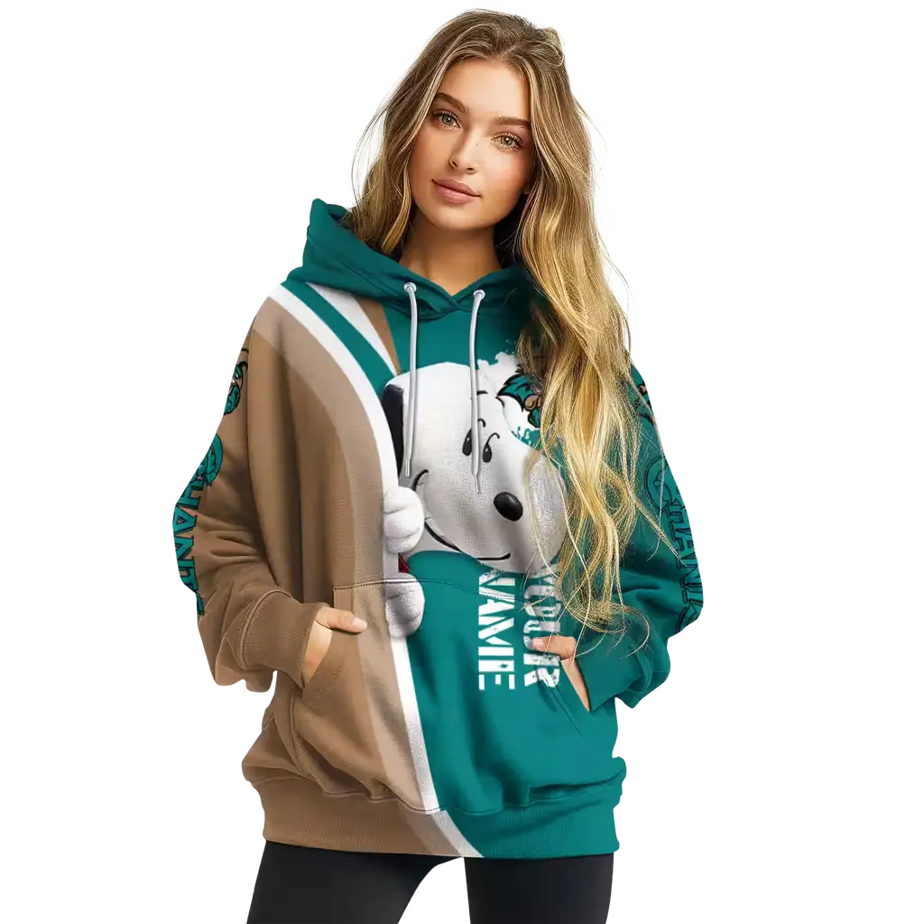 customized coastal carolina chanticleers peeking snoopy green hoodie high quality customized coastal carolina chanticleers peeking snoopy green hoodie high quality
