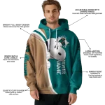 customized coastal carolina chanticleers peeking snoopy green hoodie best selling