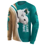 customized coastal carolina chanticleers peeking snoopy green hoodie best selling