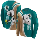 customized coastal carolina chanticleers peeking snoopy green hoodie best selling