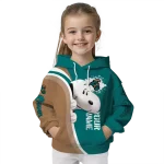 customized coastal carolina chanticleers peeking snoopy green hoodie best selling