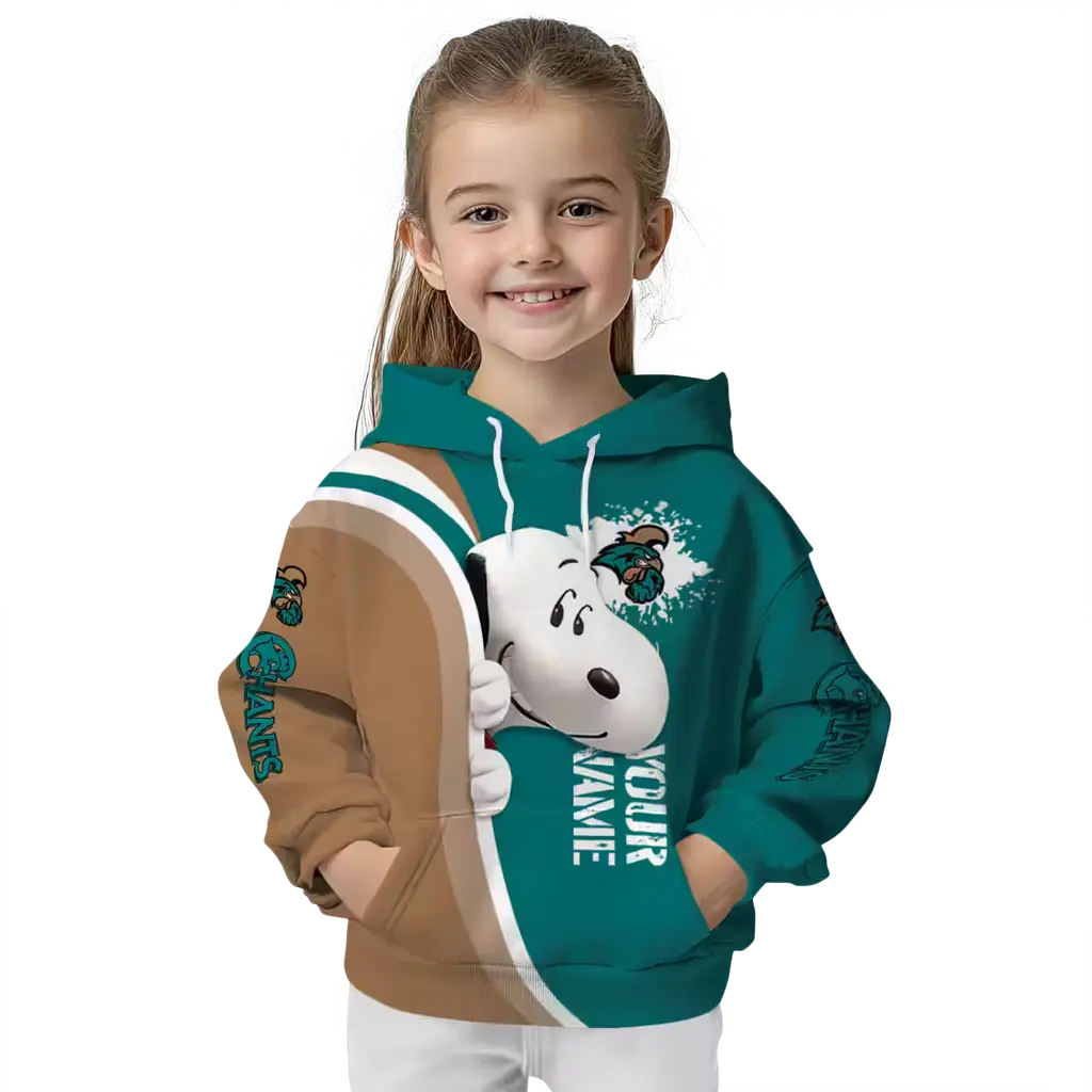 customized coastal carolina chanticleers peeking snoopy green hoodie top rated customized coastal carolina chanticleers peeking snoopy green hoodie top rated