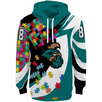 customized coastal carolina chanticleers puzzle pieces green hoodie best selling