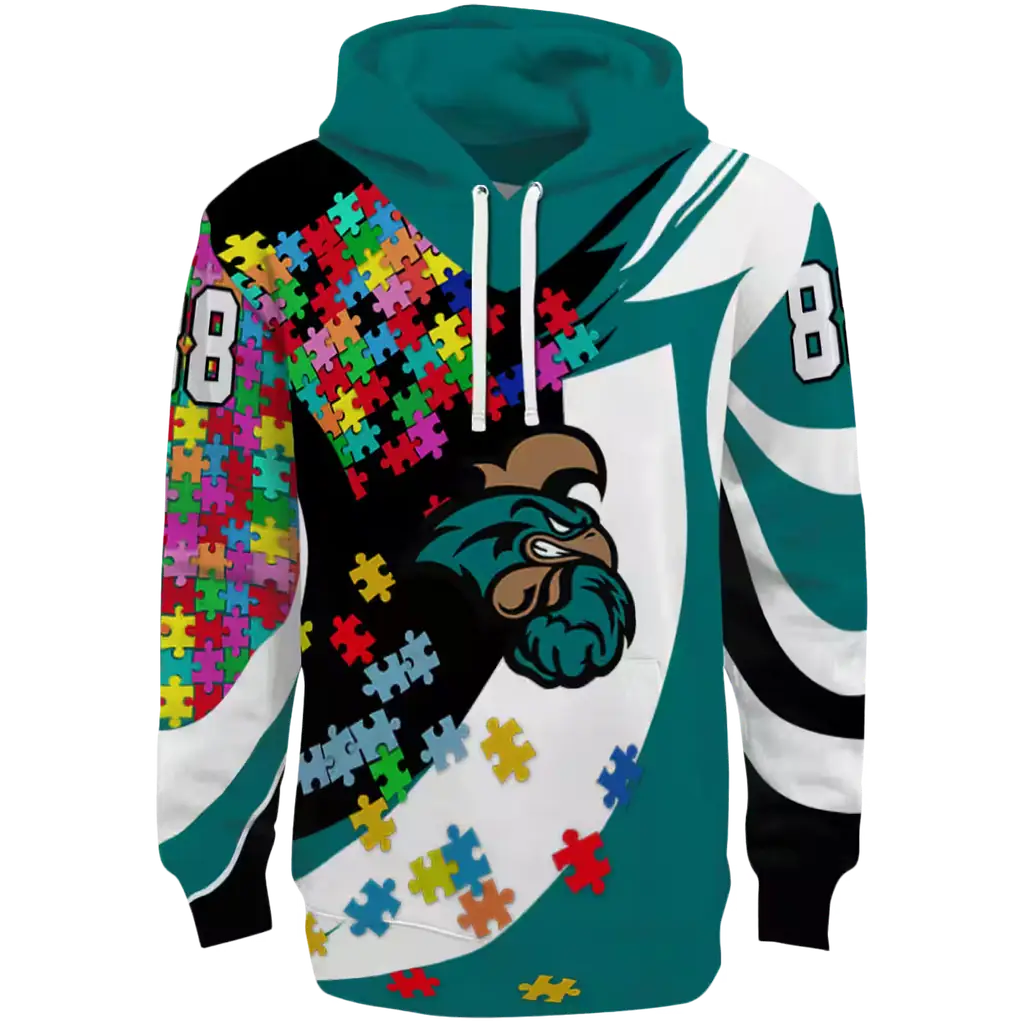 customized coastal carolina chanticleers puzzle pieces green hoodie best selling customized coastal carolina chanticleers puzzle pieces green hoodie best selling