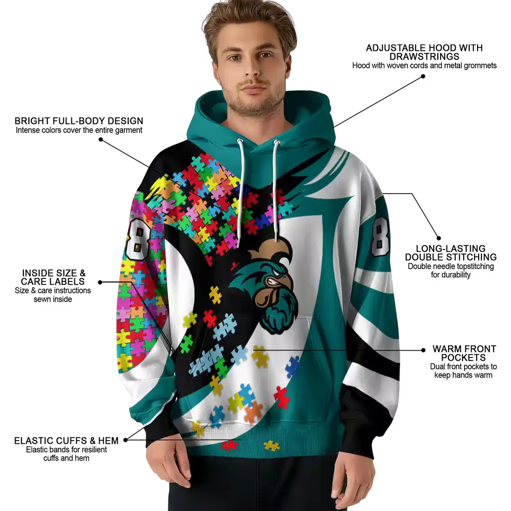 customized coastal carolina chanticleers puzzle pieces green hoodie latest model customized coastal carolina chanticleers puzzle pieces green hoodie latest model