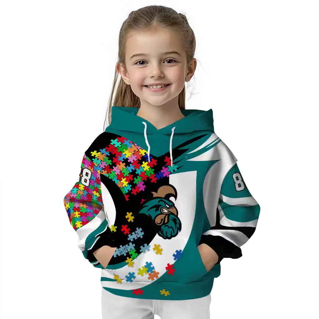 customized coastal carolina chanticleers puzzle pieces green hoodie top rated customized coastal carolina chanticleers puzzle pieces green hoodie top rated