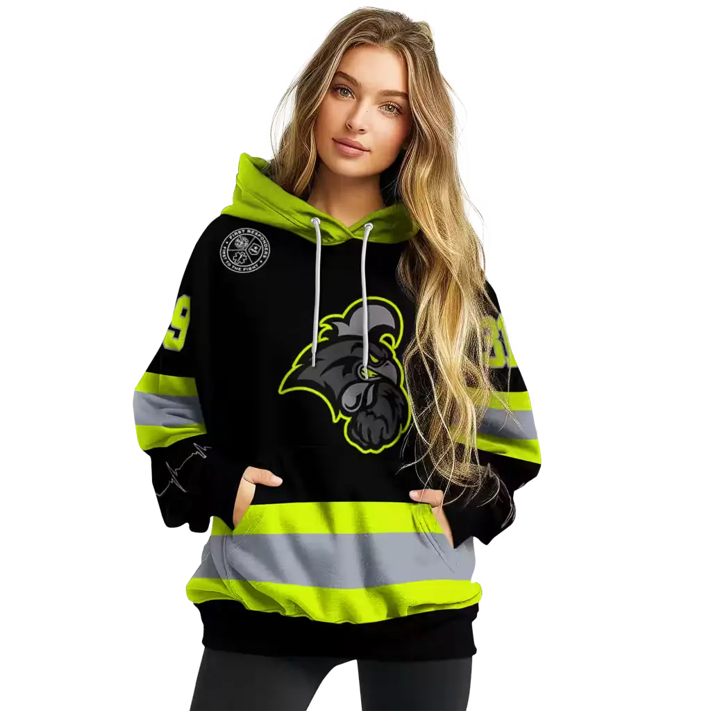 customized coastal carolina chanticleers safety motif black neon green hoodie high quality customized coastal carolina chanticleers safety motif black neon green hoodie high quality