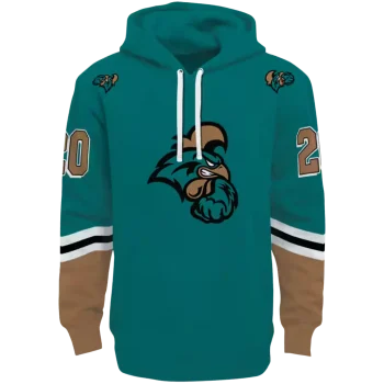 customized coastal carolina chanticleers striped sleeves green hoodie best selling