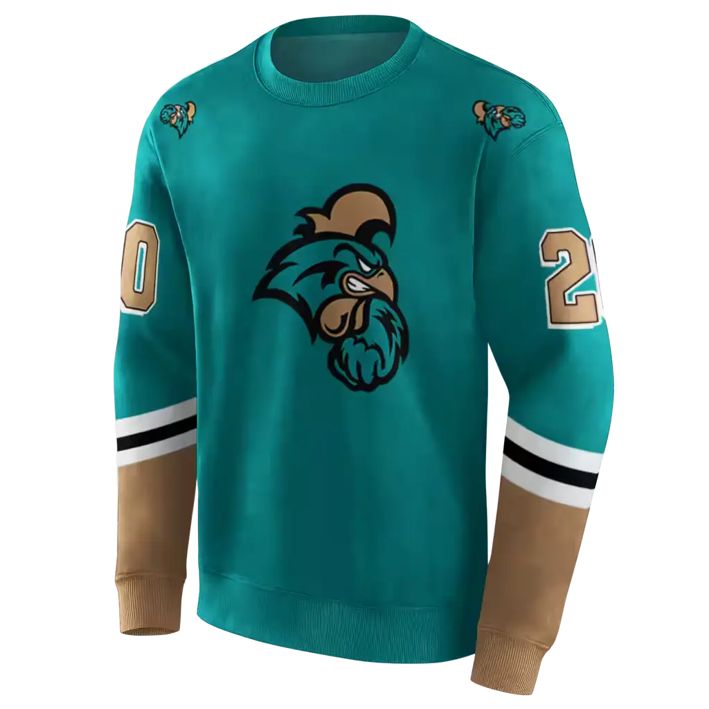 customized coastal carolina chanticleers striped sleeves green hoodie new arrival customized coastal carolina chanticleers striped sleeves green hoodie new arrival