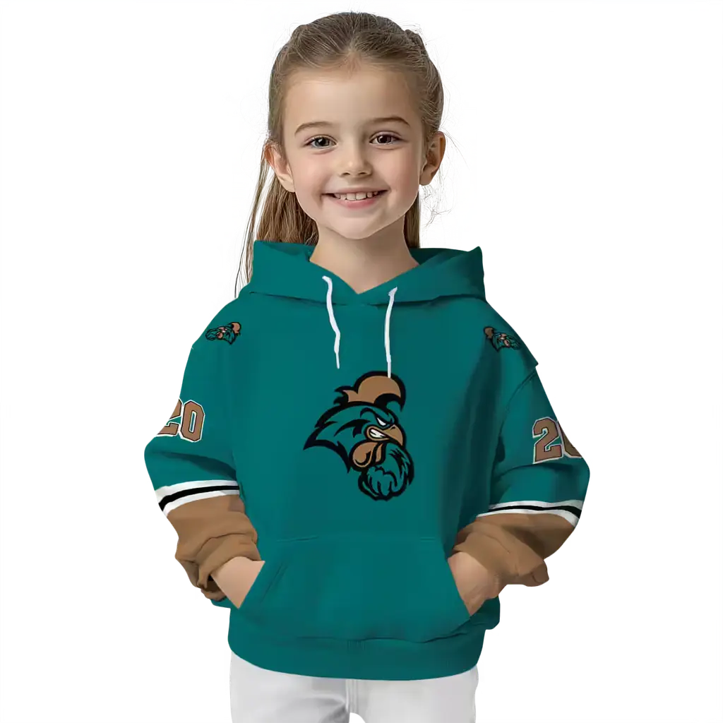 customized coastal carolina chanticleers striped sleeves green hoodie top rated customized coastal carolina chanticleers striped sleeves green hoodie top rated