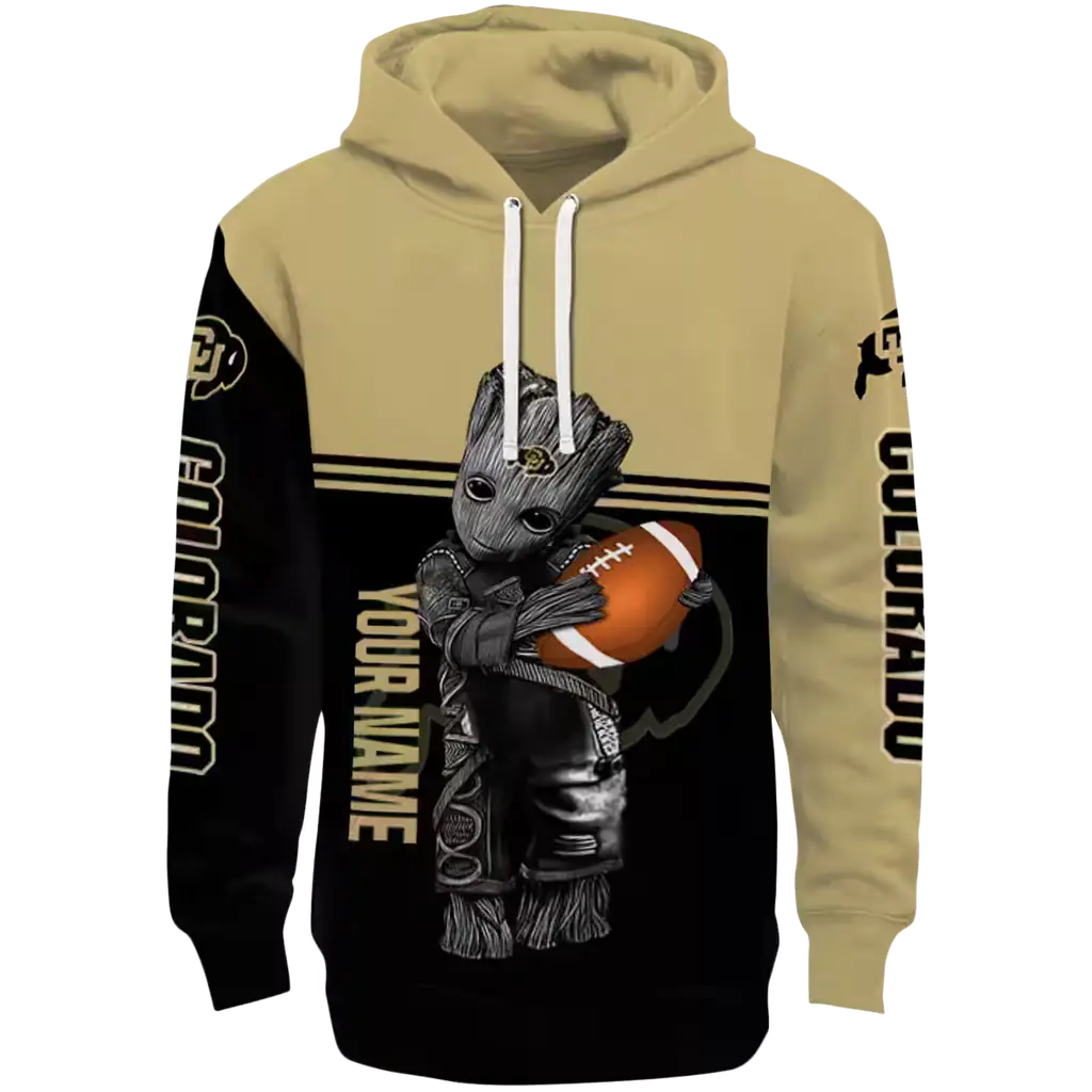 customized colorado buffaloes baby groot gold black hoodie best selling customized colorado buffaloes baby groot gold black hoodie best selling