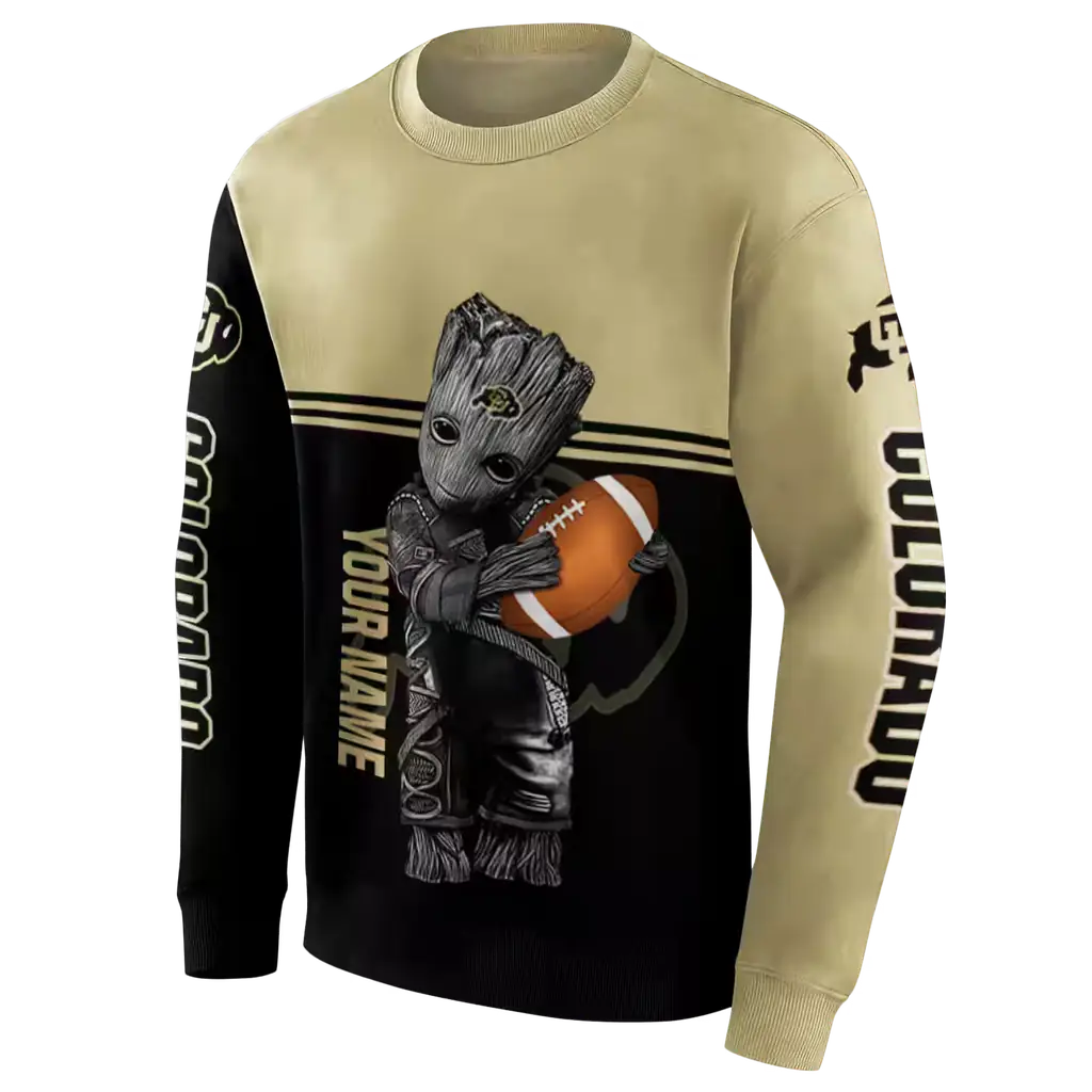 customized colorado buffaloes baby groot gold black hoodie new arrival customized colorado buffaloes baby groot gold black hoodie new arrival