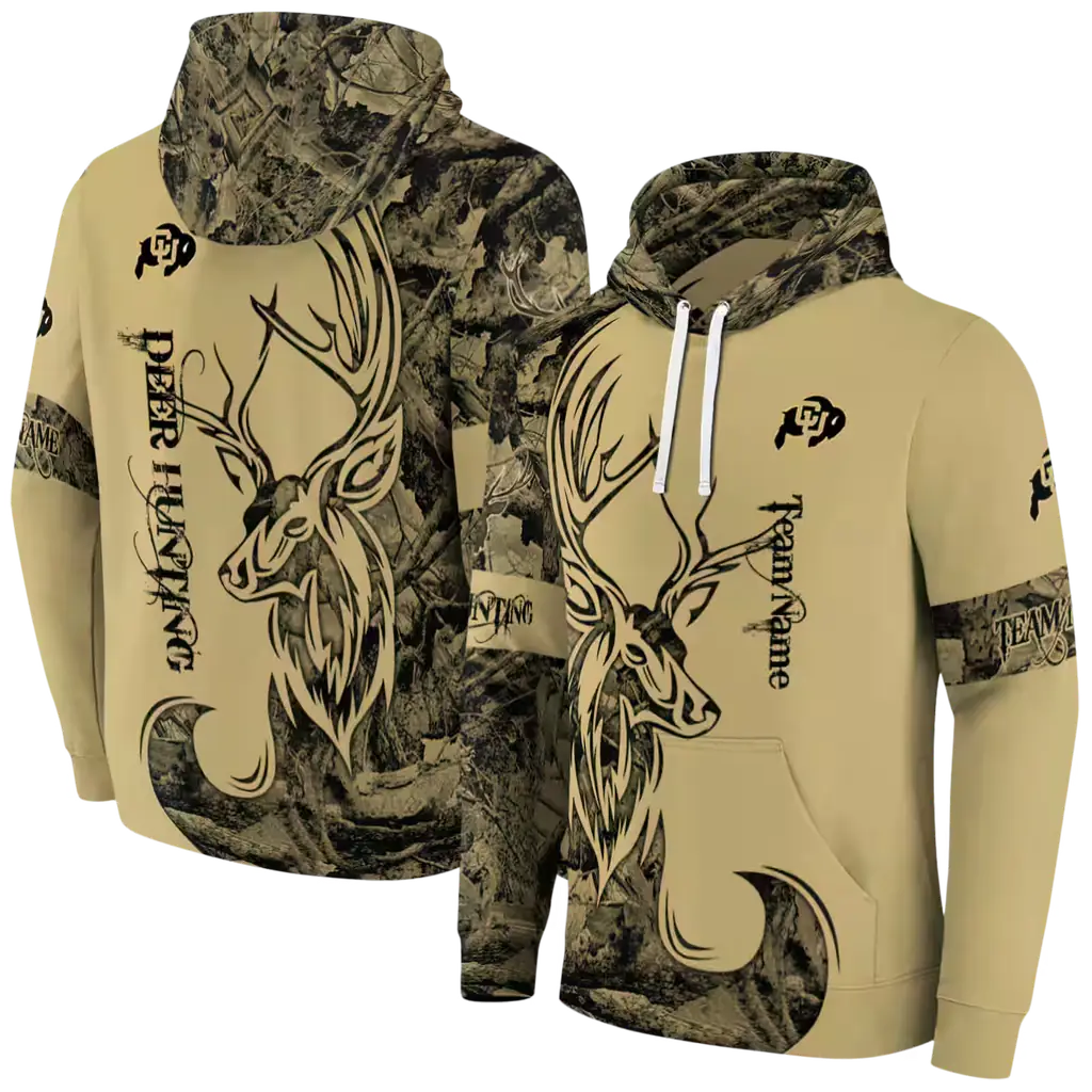 customized colorado buffaloes deer silhouette gold hoodie fashion forward customized colorado buffaloes deer silhouette gold hoodie fashion forward