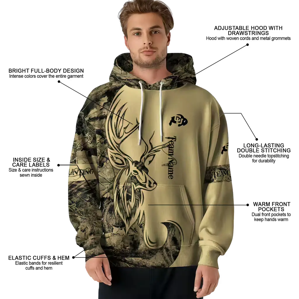 customized colorado buffaloes deer silhouette gold hoodie latest model customized colorado buffaloes deer silhouette gold hoodie latest model
