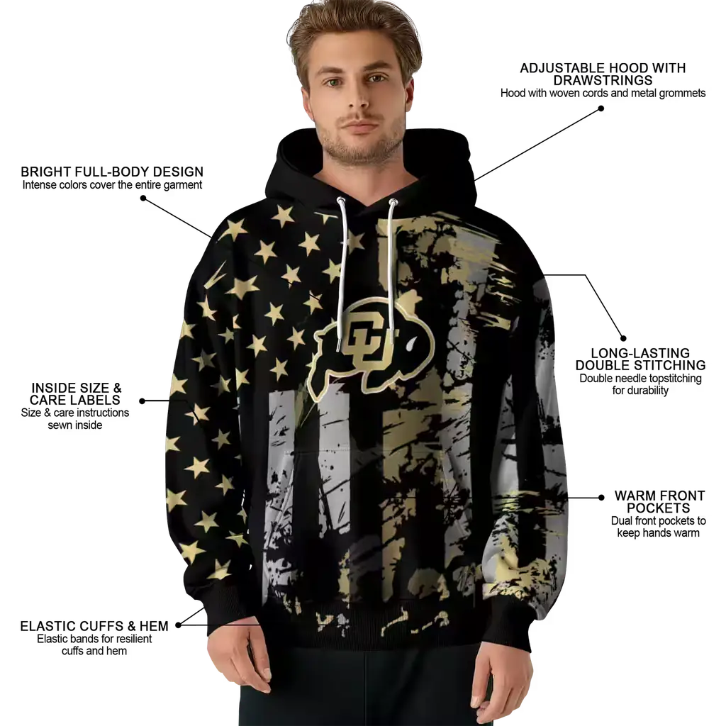 customized colorado buffaloes distressed flag gold black hoodie latest model customized colorado buffaloes distressed flag gold black hoodie latest model