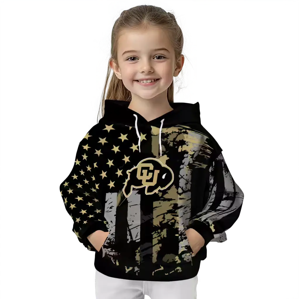 customized colorado buffaloes distressed flag gold black hoodie top rated customized colorado buffaloes distressed flag gold black hoodie top rated