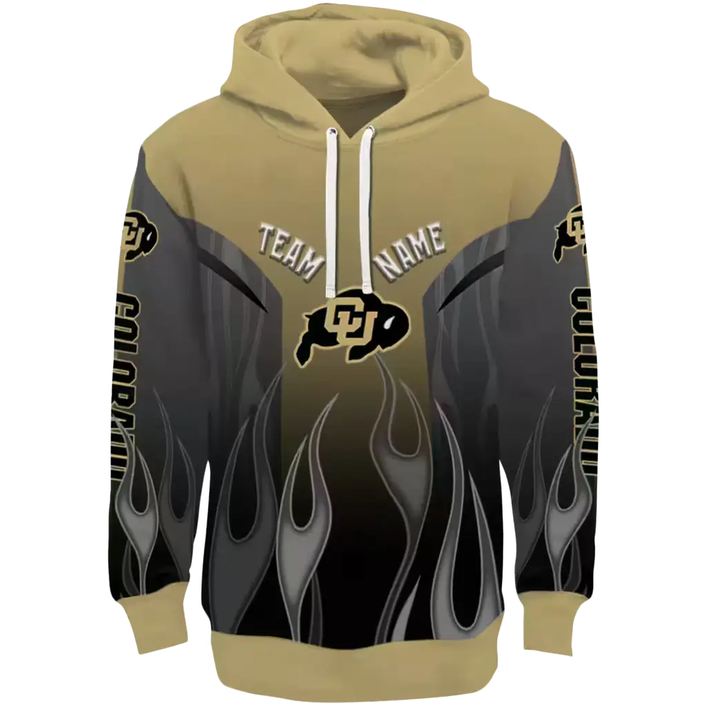 customized colorado buffaloes flame design gold hoodie best selling customized colorado buffaloes flame design gold hoodie best selling