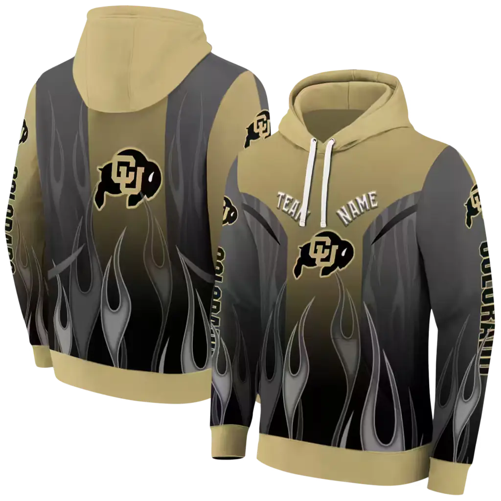 customized colorado buffaloes flame design gold hoodie fashion forward customized colorado buffaloes flame design gold hoodie fashion forward