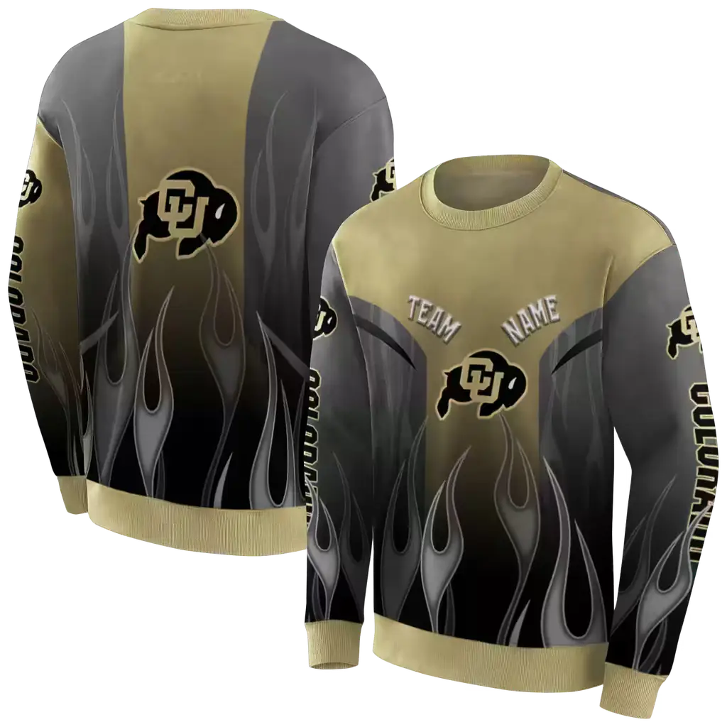 customized colorado buffaloes flame design gold hoodie premium grade customized colorado buffaloes flame design gold hoodie premium grade