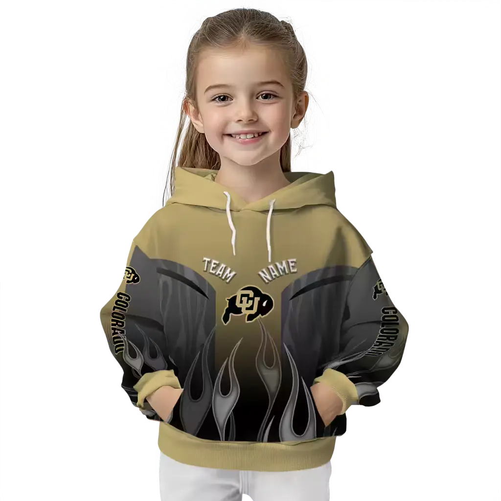 customized colorado buffaloes flame design gold hoodie top rated customized colorado buffaloes flame design gold hoodie top rated