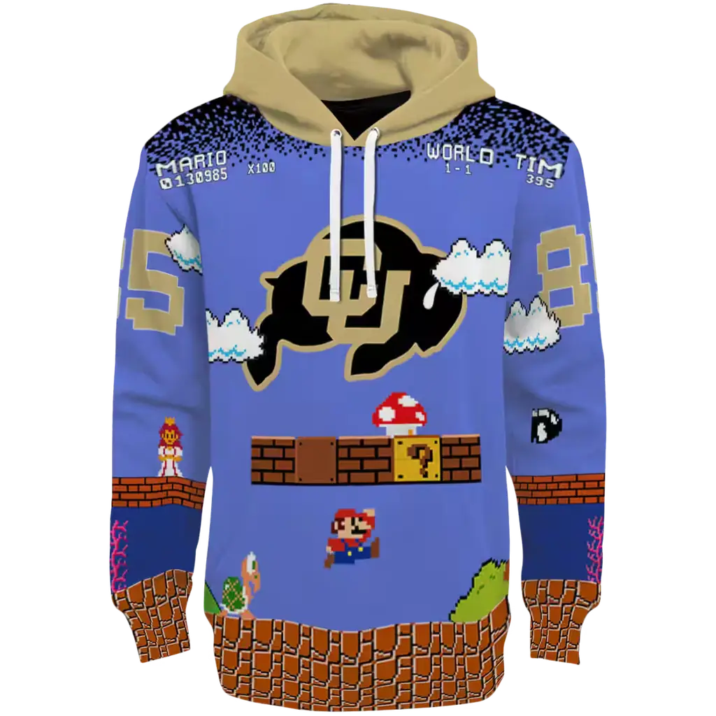customized colorado buffaloes mario blue black hoodie best selling customized colorado buffaloes mario blue black hoodie best selling