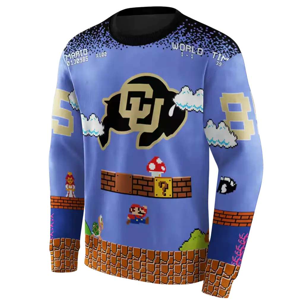 customized colorado buffaloes mario blue black hoodie new arrival customized colorado buffaloes mario blue black hoodie new arrival