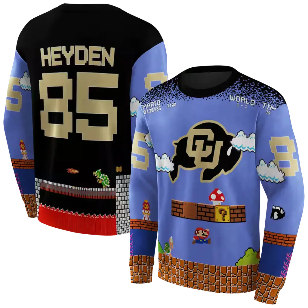 customized colorado buffaloes mario blue black hoodie premium grade customized colorado buffaloes mario blue black hoodie premium grade