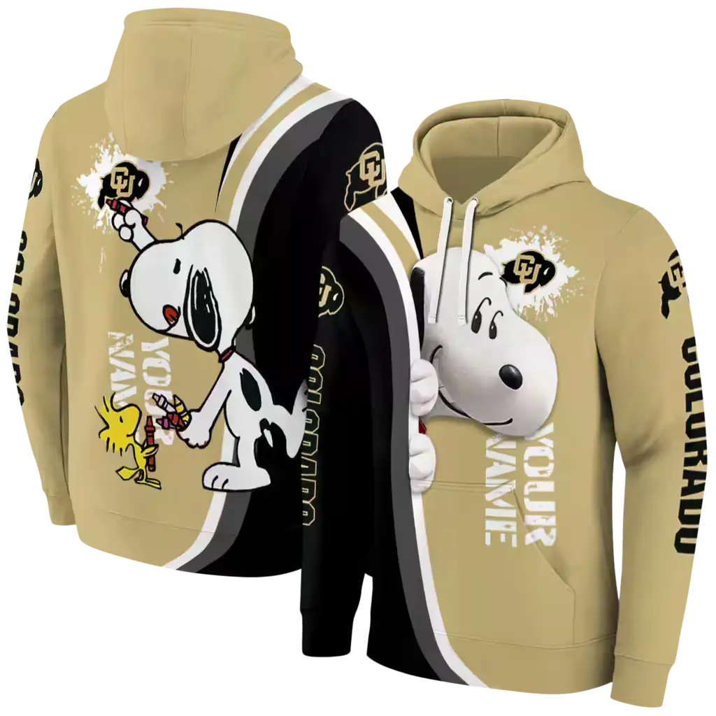 customized colorado buffaloes peeking snoopy gold hoodie fashion forward customized colorado buffaloes peeking snoopy gold hoodie fashion forward