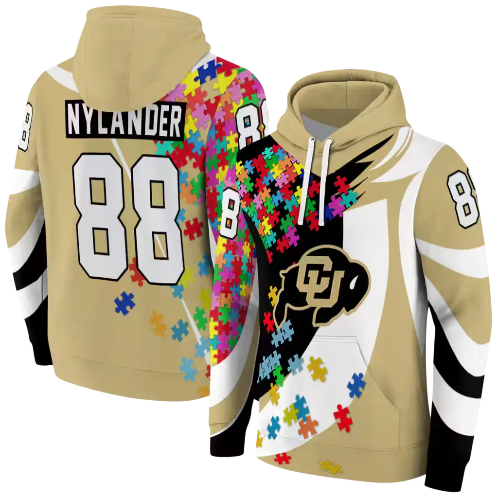 customized colorado buffaloes puzzle pieces gold hoodie fashion forward customized colorado buffaloes puzzle pieces gold hoodie fashion forward