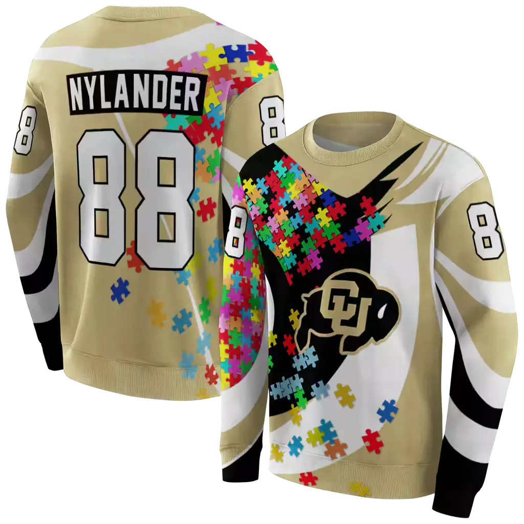 customized colorado buffaloes puzzle pieces gold hoodie premium grade customized colorado buffaloes puzzle pieces gold hoodie premium grade