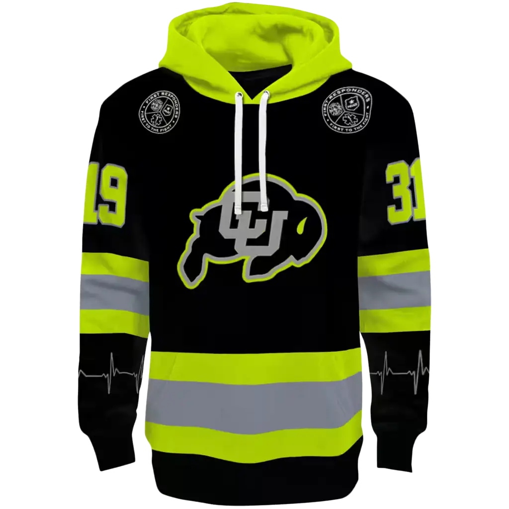 customized colorado buffaloes safety motif black neon green hoodie best selling customized colorado buffaloes safety motif black neon green hoodie best selling
