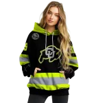 customized colorado buffaloes safety motif black neon green hoodie best selling