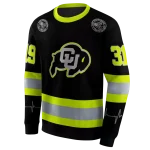 customized colorado buffaloes safety motif black neon green hoodie best selling