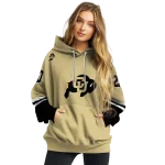 customized colorado buffaloes striped sleeves gold hoodie best selling