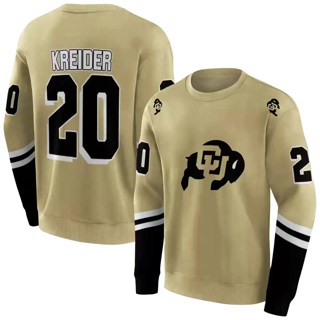 customized colorado buffaloes striped sleeves gold hoodie premium grade customized colorado buffaloes striped sleeves gold hoodie premium grade