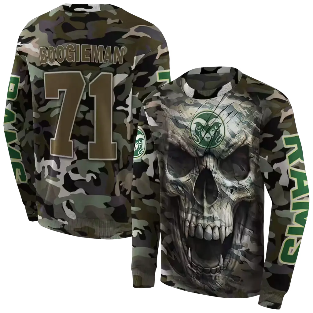 customized colorado state rams camo skull hoodie premium grade customized colorado state rams camo skull hoodie premium grade