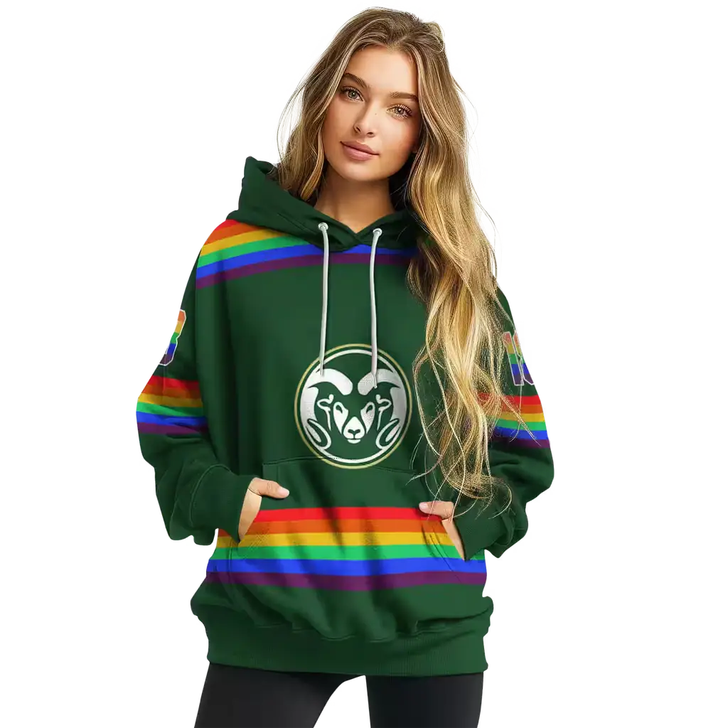 customized colorado state rams rainbow stripes green hoodie high quality customized colorado state rams rainbow stripes green hoodie high quality