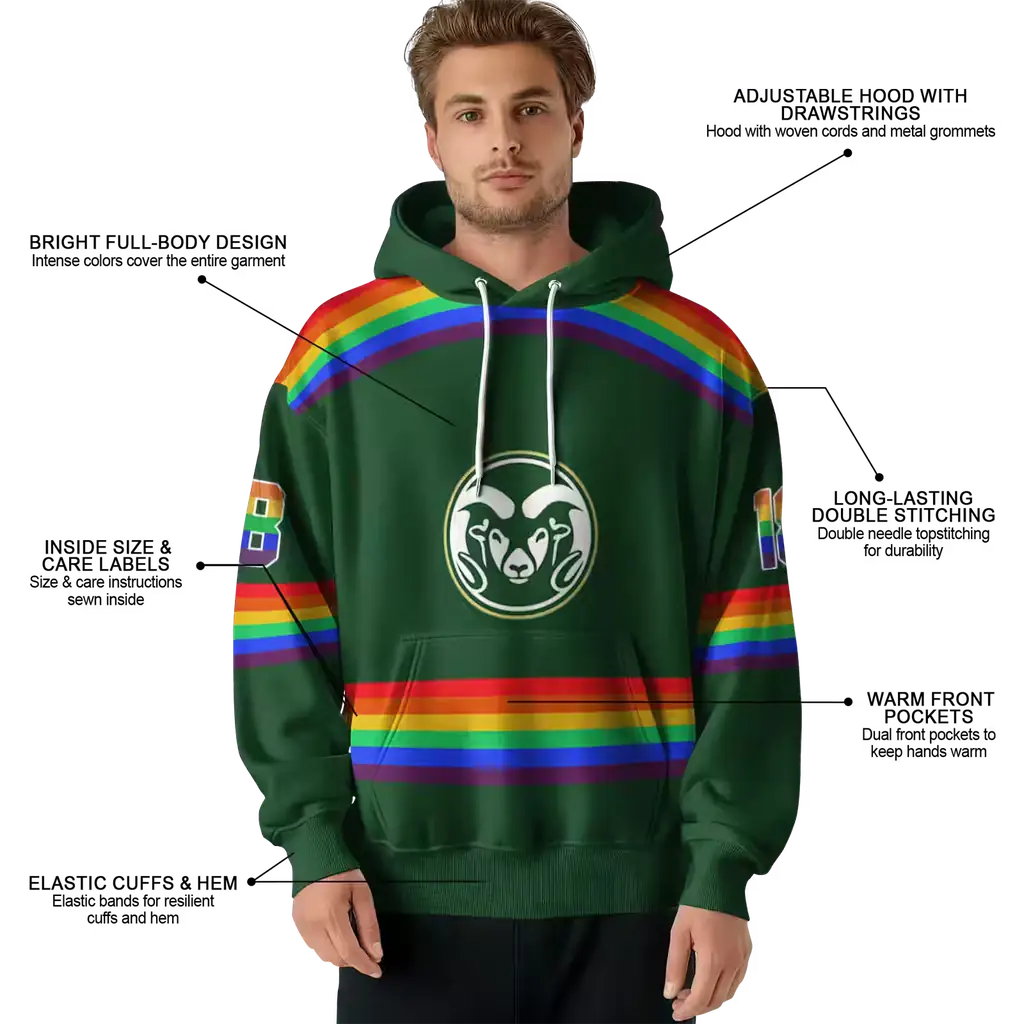 customized colorado state rams rainbow stripes green hoodie latest model customized colorado state rams rainbow stripes green hoodie latest model