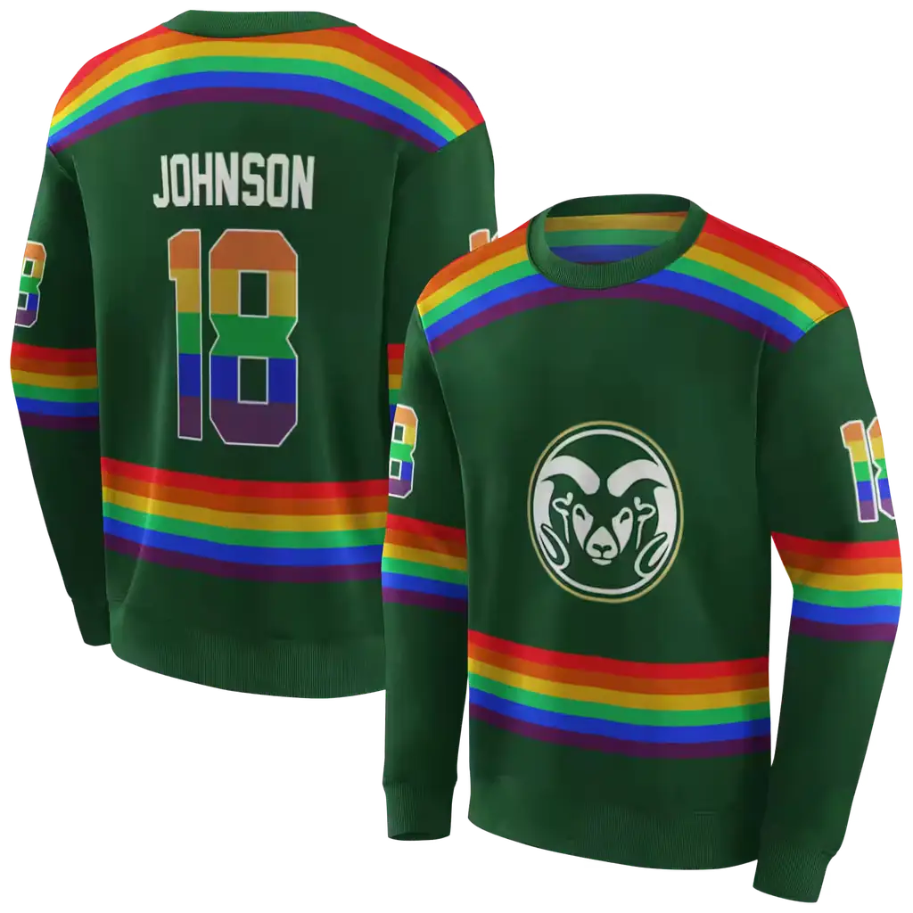 customized colorado state rams rainbow stripes green hoodie premium grade customized colorado state rams rainbow stripes green hoodie premium grade
