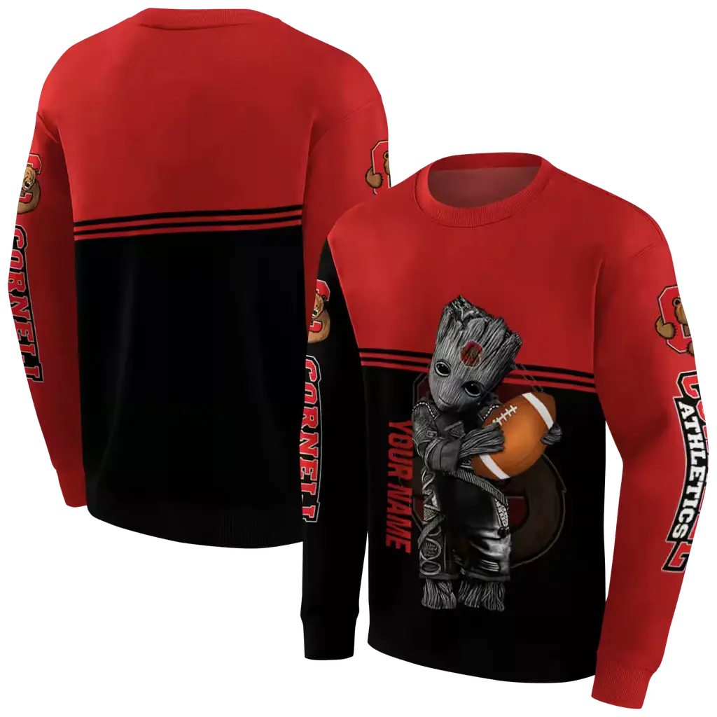 customized cornell big red baby groot red black hoodie premium grade customized cornell big red baby groot red black hoodie premium grade