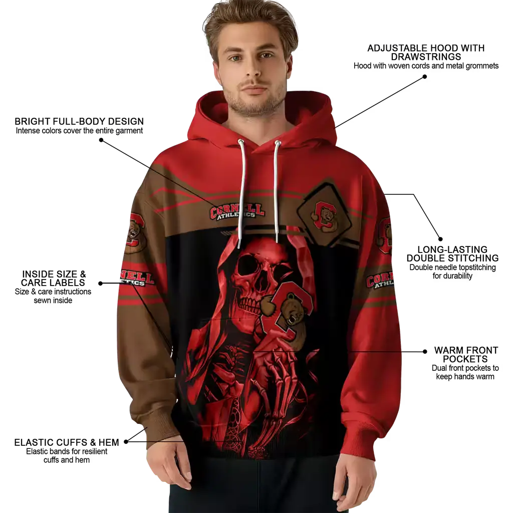 customized cornell big red grim reaper red black hoodie latest model customized cornell big red grim reaper red black hoodie latest model