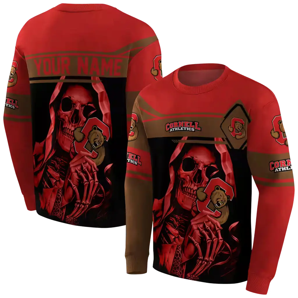 customized cornell big red grim reaper red black hoodie premium grade customized cornell big red grim reaper red black hoodie premium grade