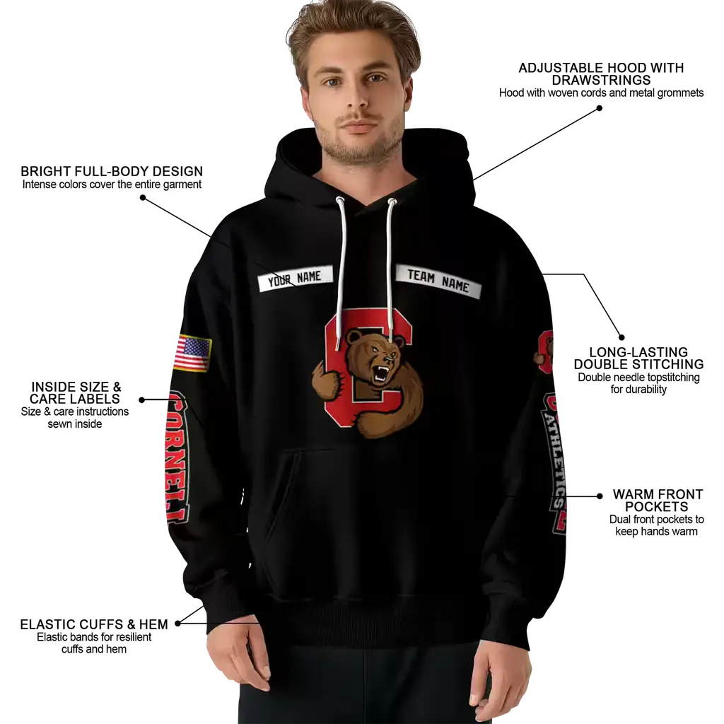 customized cornell big red punisher skull black hoodie latest model customized cornell big red punisher skull black hoodie latest model
