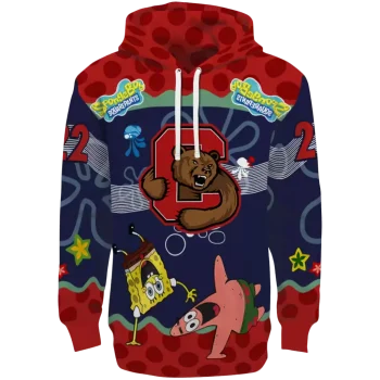 customized cornell big red spongebob patrick star red navy hoodie best selling