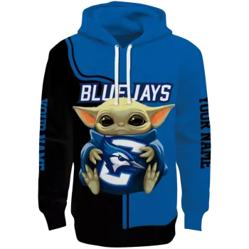 customized creighton bluejays baby yoda blue black hoodie best selling