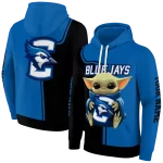 customized creighton bluejays baby yoda blue black hoodie best selling