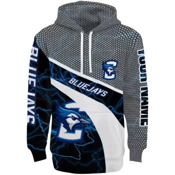 customized creighton bluejays hexagonal mesh blue black gray hoodie best selling