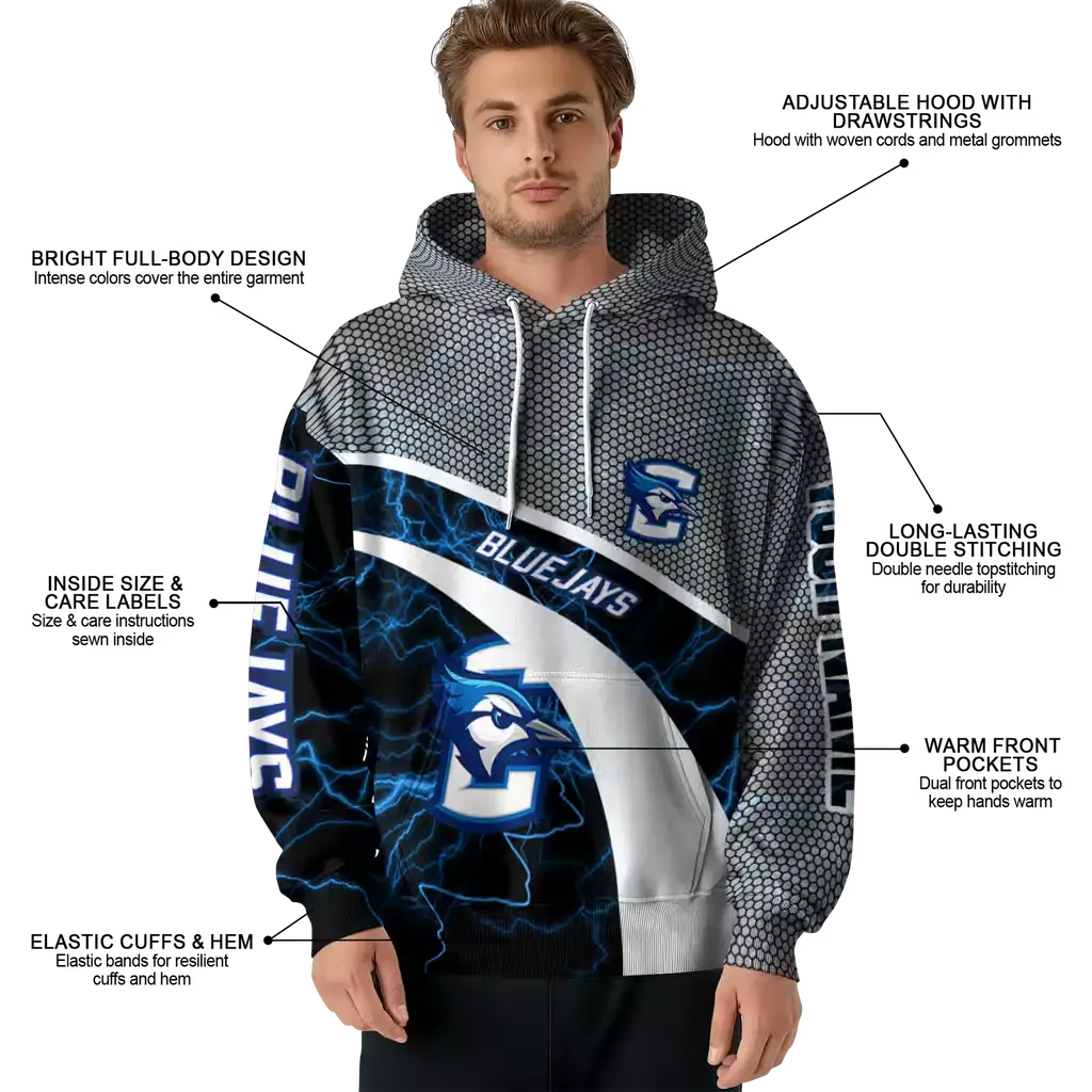 customized creighton bluejays hexagonal mesh blue black gray hoodie latest model customized creighton bluejays hexagonal mesh blue black gray hoodie latest model